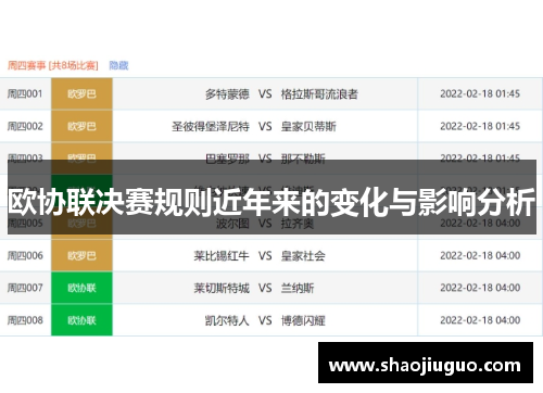 欧协联决赛规则近年来的变化与影响分析